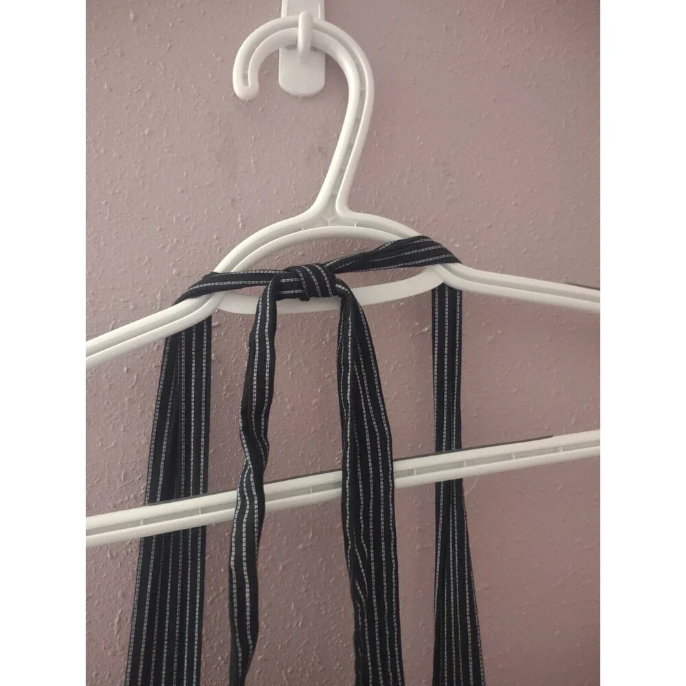 Anthropologie Maeve Black White Striped Button Tie Waist Midi Size 8 - Picture 5 of 13